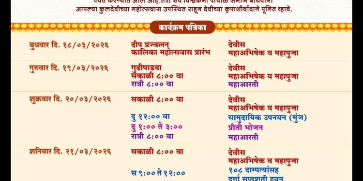 ​श्री कालिका महोत्सव 2026: सोलापूरच्या मसरे गल्लीत भक्तीचा महोत्सव